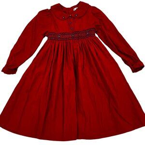 Christie Brooks 6X Vintage Red Long Sleeve Smocked Holiday Dress